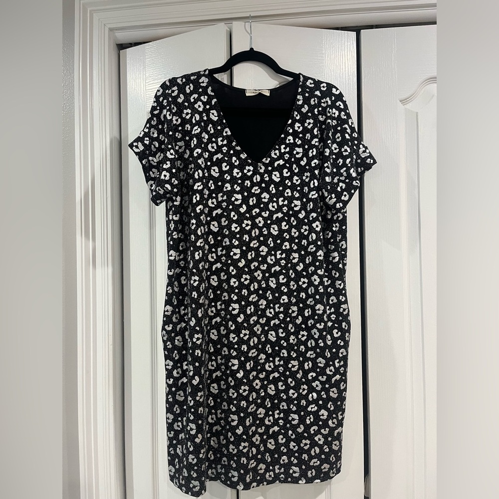 Stylish Black and White Leopard Print Dress - Holiday dress